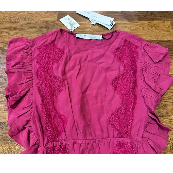 IRO Women's Lace Ruffle Zestful Mini Dress Pink Size 34 NWT Designer Fashion - Picture 3 of 8